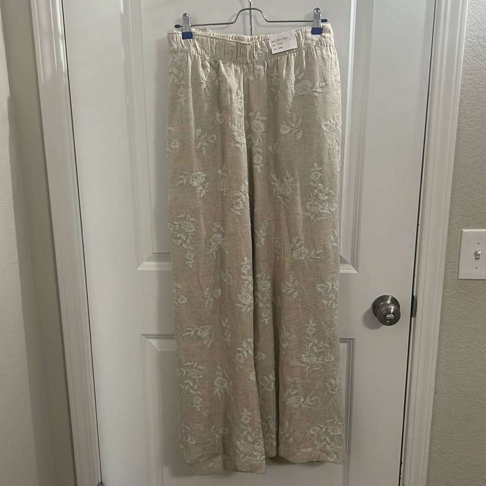 Abercrombie & Fitch Wide Leg Ultra high rise linen pants size 18